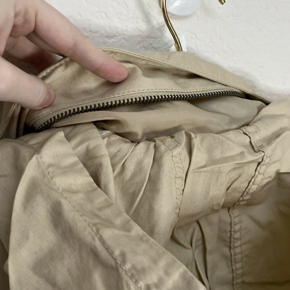 H&M Tan Jacket Anorak Utility Hooded Lightweight Beige Cargo Roll Tab Sz S 4 - Picture 5 of 8